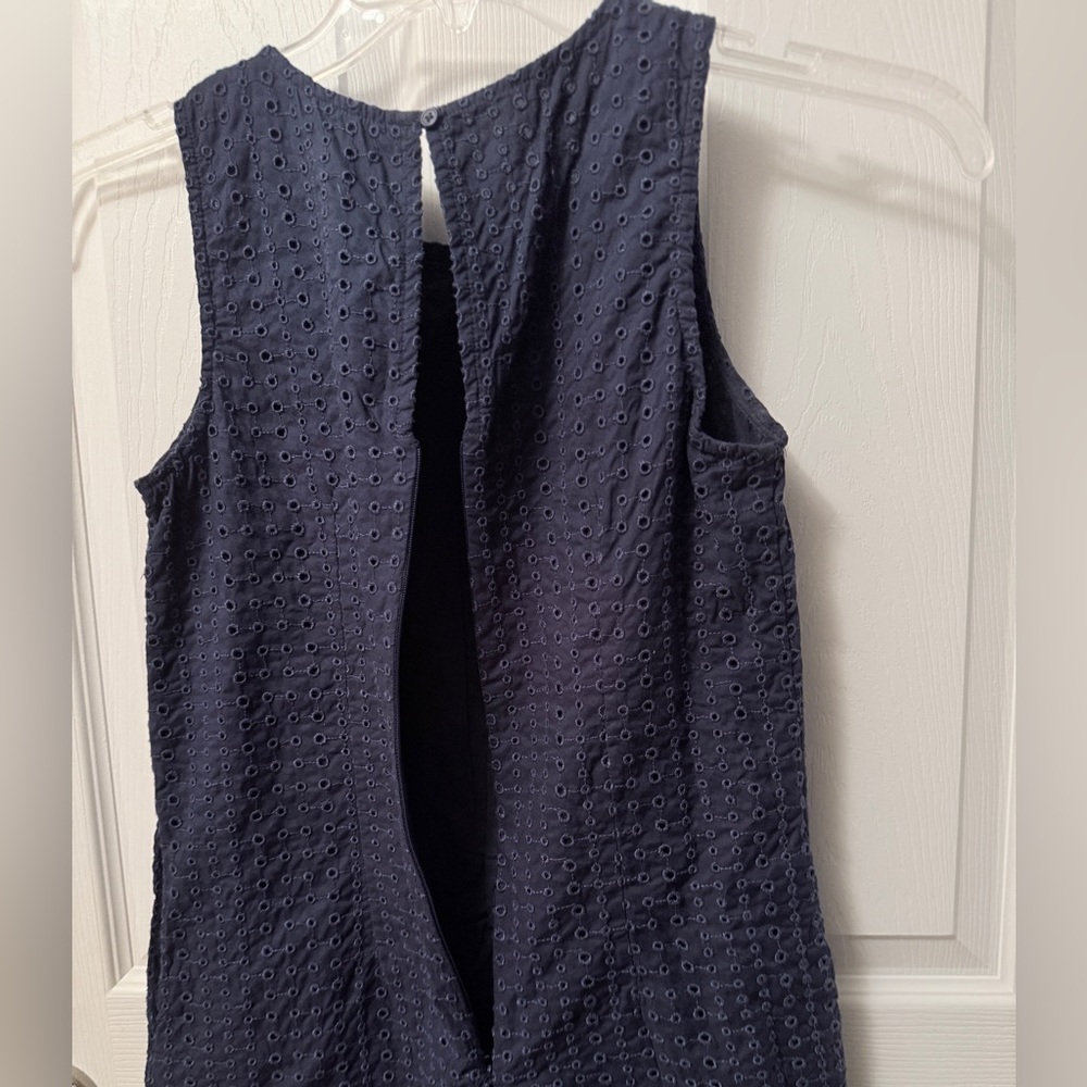 Banana Republic Navy Blue Eyelet Sleeveless Tank Dress Cotton Size 0. EUC AD - Picture 4 of 4